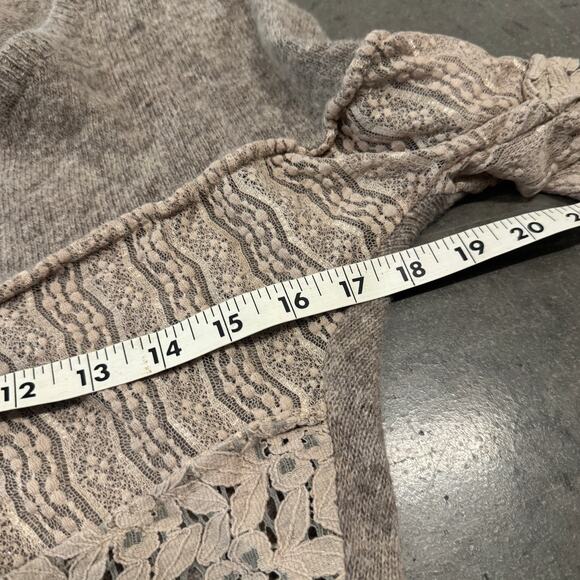 Vintage Y2K Lace Patchwork Asymmetrical Festival BKE Boho Beige Cardigan M - Picture 3 of 4